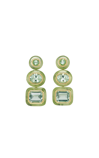 Sauer 18k Yellow Gold Igapó Earrings In Green