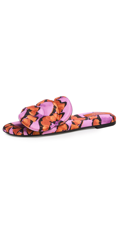 La Doublej Jj Printed Flat Slide Sandals In Liberace Ciclamino