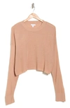 Abound Textured Crew Neck Cropped Sweater In Tan Nougat