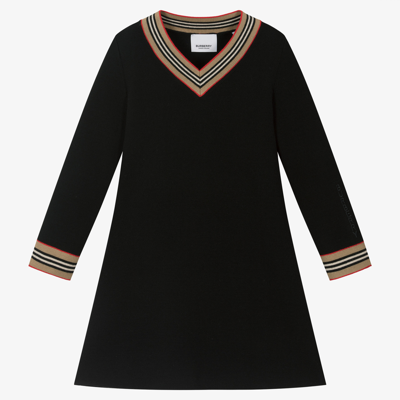 Burberry Kids' Girls Black Icon Stripe Dress