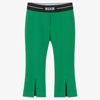 MSGM GIRLS GREEN FLARED TROUSERS