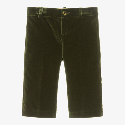 Gucci Babies' Boys Green Velvet Trousers