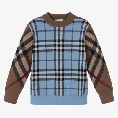 Burberry Kids' Boys Wool Check Sweater In Blue