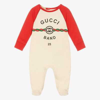 Gucci Boys Ivory & Red G Babygrow