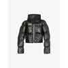 Rick Owens Quilted Funnel-neck Regular-fit Leather-down Jacket In Black