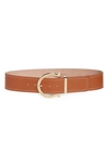 Ferragamo Gancio Leather Belt In New_vicuna
