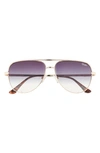 Quay High Key Mini 51mm Aviator Sunglasses In Gold/ Black Fade