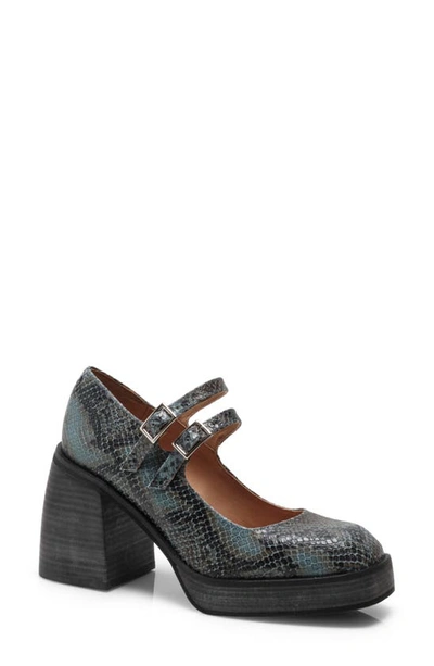 Free People Ruby Platform Pump In Blue Snake