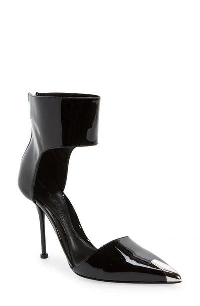 Alexander Mcqueen Punk Ankle-strapped Leather Pumps In Black