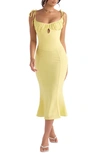 House Of Cb Soren Keyhole Cutout Mermaid Midi Dress In Buttercup