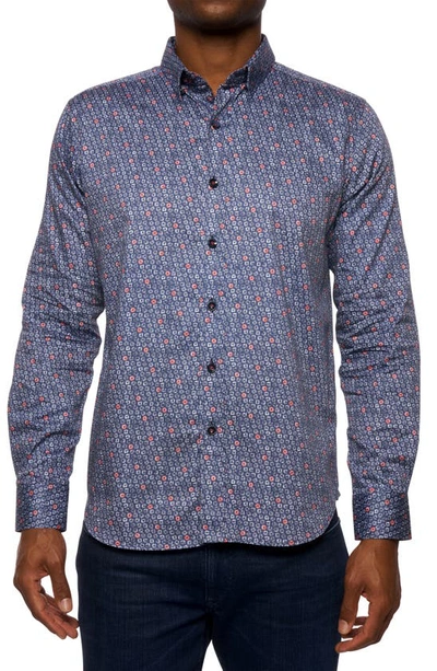 Robert Graham Priestley Ring Print Cotton Button-up Shirt In Navy