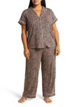 Nordstrom Moonlight Eco Crop Pajamas In Brown Brownie Animal Prints