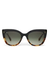 Toms Sophia 53mm Cat Eye Sunglasses In Black Fade/ Olive Gradient