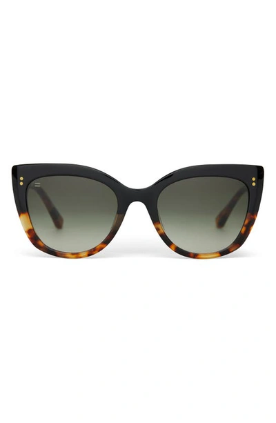 Toms Sophia 53mm Cat Eye Sunglasses In Black Fade/ Olive Gradient