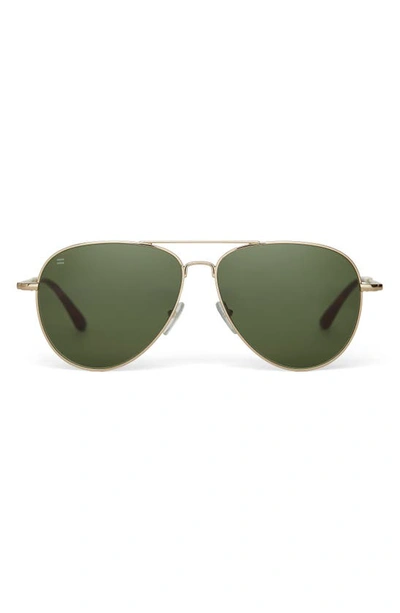 Toms Hudson 60mm Aviator Sunglasses In Shiny Gold/ Bottle Green