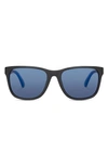 Toms Austin 56mm Polarized Square Sunglasses In Matte Black/ Zeiss Blue Polar