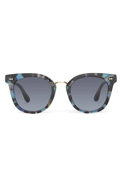 Toms Cecilia 50mm Small Cat Eye Sunglasses In Blue Tortoise/ Dark Grey