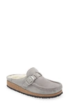 Birkenstock Women's Buckley Shearling-lined Suede Clogs In Stone Coin