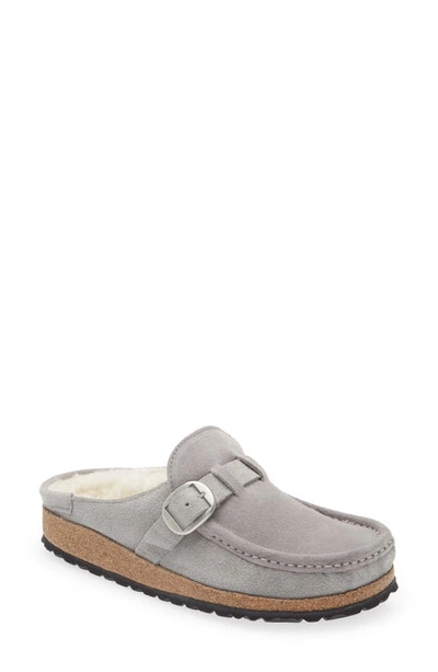 Birkenstock Women's Buckley Shearling-lined Suede Clogs In Stone Coin