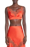 Stella Mccartney Embroidered Tulle And Satin Bra Top In 6025 Scarlet Red