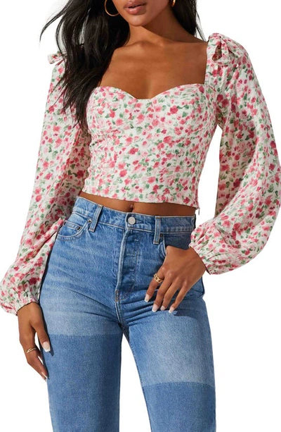 Astr Floral Tie Shoulder Blouse In Pink Multi Floral