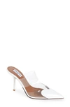 Alaïa Le Caur 90 Pu And Patent-leather Point-toe Mules In Blanc Optique