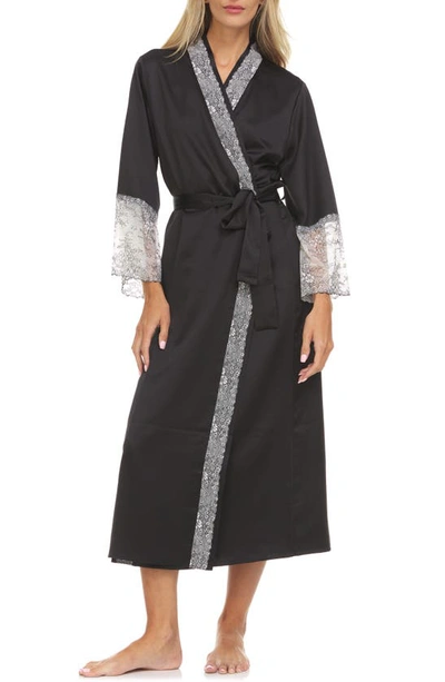 Flora Nikrooz Angelique Charmeuse Wrap Robe In Black