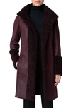 Akris Punto Genuine Shearling Coat In Burgundy