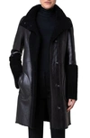Akris Punto Genuine Shearling Coat In 009 Black