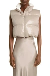 Brunello Cucinelli Dazzling Paillete Crop Down Vest In C5782 Pale Blush