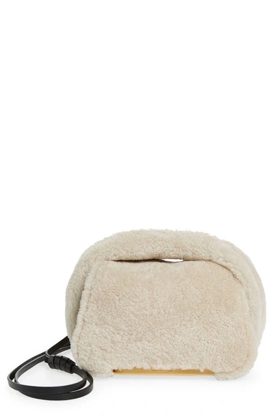Demellier Mini Lisbon Genuine Shearling Shoulder Bag In Off White