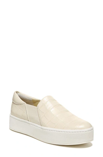 Vince Warren Croco Slip-on Sneakers In White