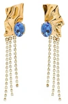 Sterling King Gold-plated Kiki Sapphire Crystal Drop Earrings