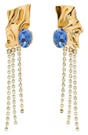 Sterling King Gold-plated Kiki Sapphire Crystal Drop Earrings In Gold - Sapphire