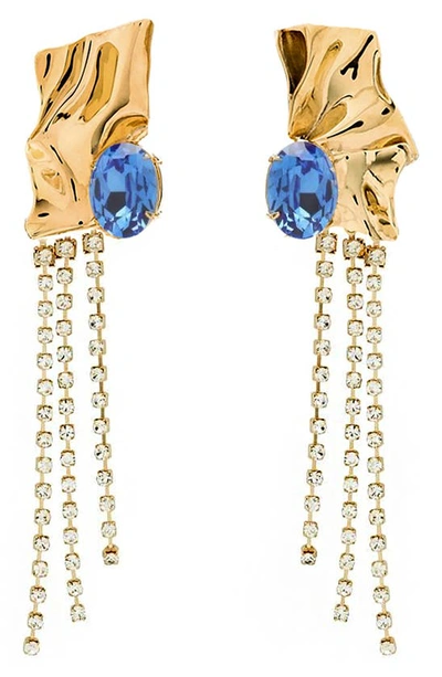 Sterling King Gold-plated Kiki Sapphire Crystal Drop Earrings