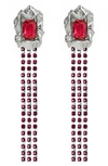 Sterling King Maude Crystal Drop Earrings In Silver - Ruby