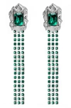 Sterling King Maude Crystal Drop Earrings In Silver - Emerald