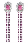 Sterling King Maude Crystal Drop Earrings In Silver - Pink