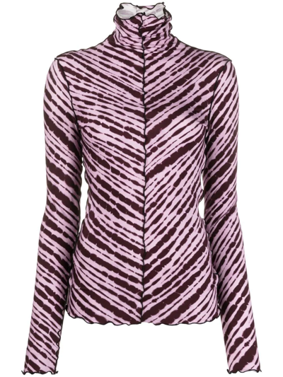 Proenza Schouler White Label Alligator-effect Jersey Long-sleeved T-shirt In Purple