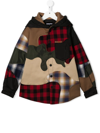 DSQUARED2 LOGO-PRINT PATCHWORK HOODED JACKET