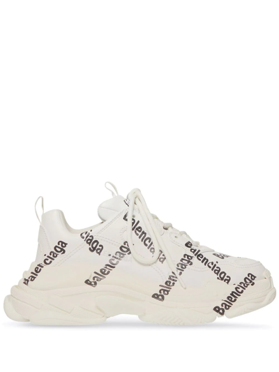 Balenciaga Triple S Logo-print Sneakers In White