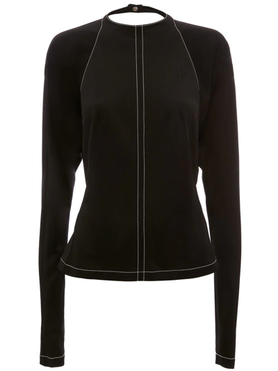 Jw Anderson Open-back Long-sleeve Top In Black