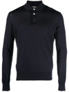 Zegna Cashseta Essential Long Sleeve Regular Fit Polo Shirt In Blue