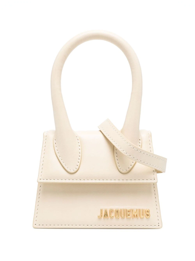 Jacquemus Le Chiquito Leather Top Handle Bag In Ivory