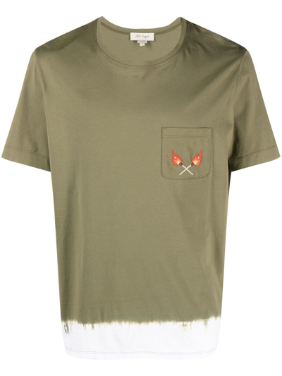 Nick Fouquet Green Embroidered Pocket T-shirt In Brown
