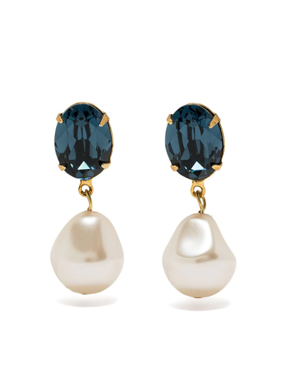 Jennifer Behr Tunis Crystal-pearl Drop Earrings In Gold