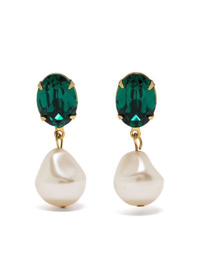 Jennifer Behr Women's Tunis 24k Gold-plated, Crystal & Glass Pearl Drop Earrings In Emerald
