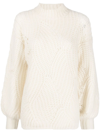Agnona Knitwear With Balloon Sleeves And Chunky Knit In White