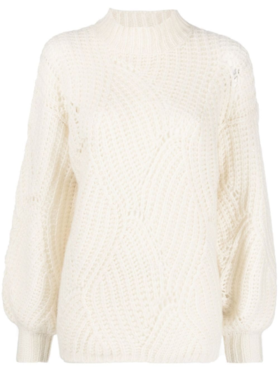 Agnona Ribbed-knit Jumper In White