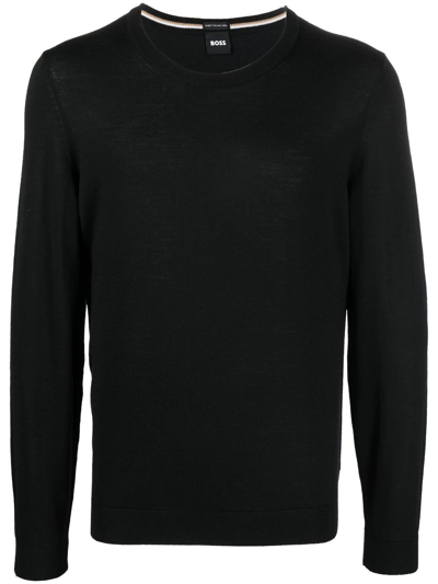 Hugo Boss Crew Neck Pullover Sweater In Black